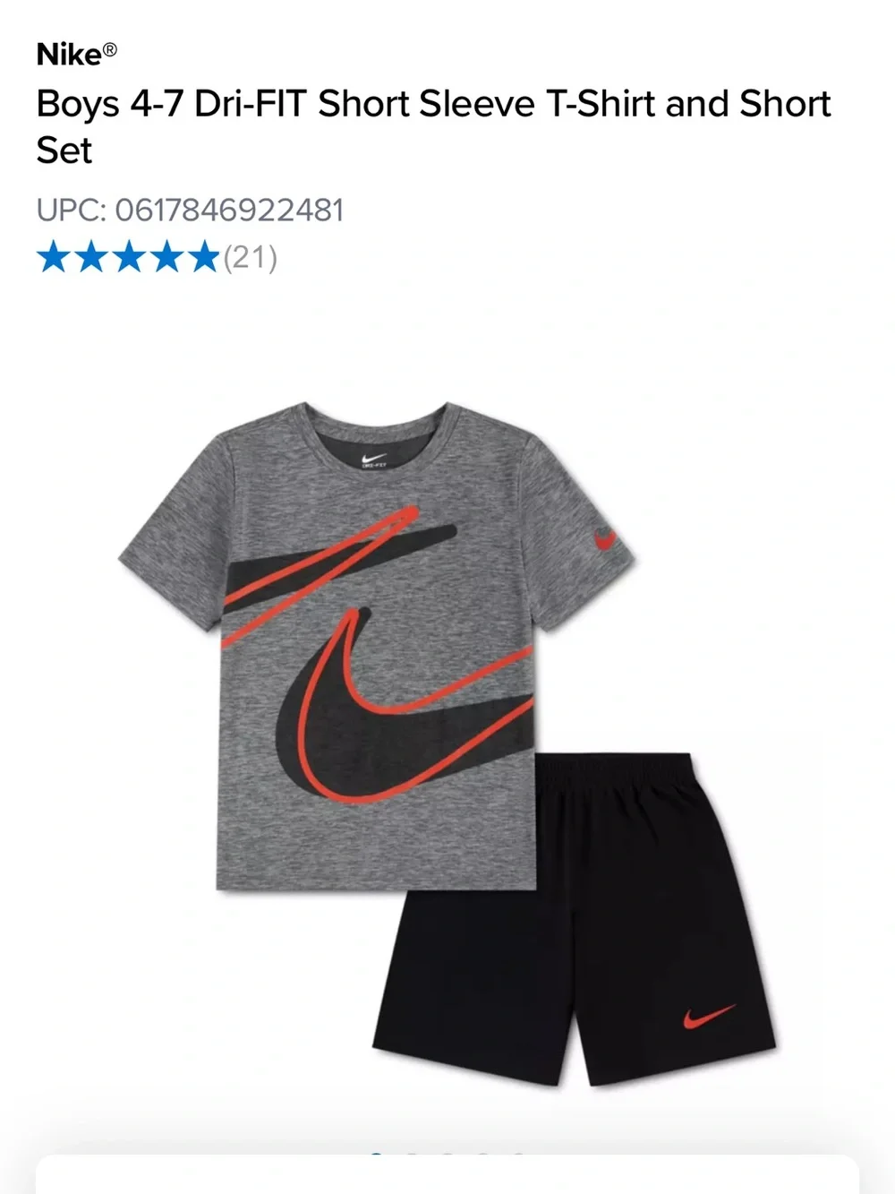 Nike Gray Short Sleeve Tee with Black & Red Graphic Dri-fit